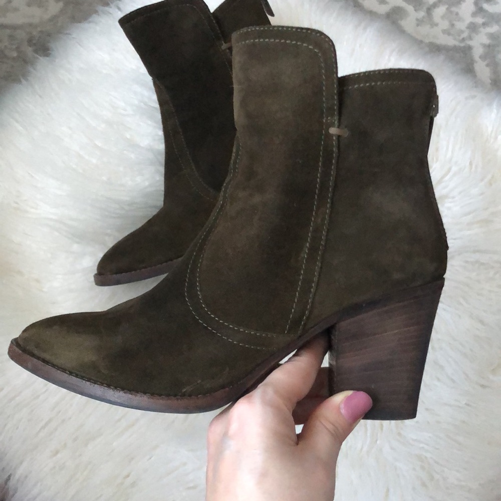 Aquatalia Boots Suede Bootie Women's Shoes Block Heel made in Italy - Picture 7 of 12